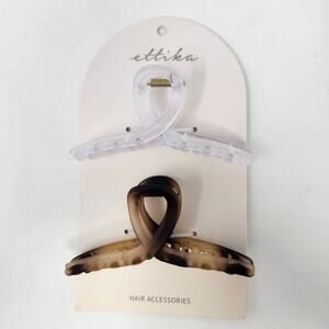 Ettika Claw Clips Hair Accessories Set of 2 New in Package Pale Purple and Brown